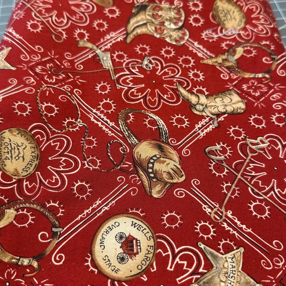 Alexander Henry Old West Bandana Red Cotton Fabric 2 Yards x 42" Cowboy Western